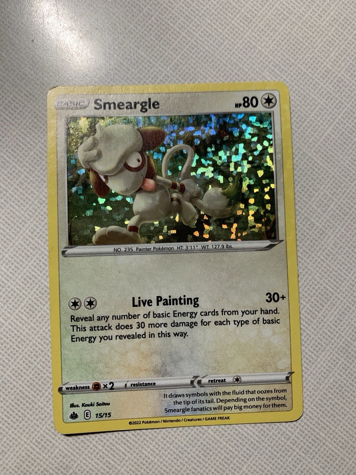 Smeargle 15/15 Pokemon Card McDonald's 2022 Promo Holo 