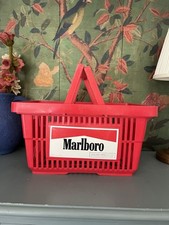Vintage 90s Marlboro Red Plastic Shopping Basket Tobacco Advertising