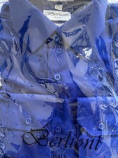 Berlioni Italy Men's Dress Shirt Size M 32/33 Color Royal Blue