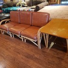 BAMBOO SOFA CHAIR TABLE 3 STRAND PAUL FRANKLIN ERA MCM MID CENTURY NICE LEATHER