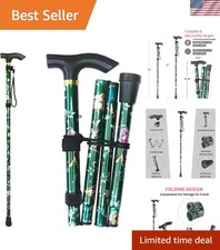 Lightweight Folding Cane for Seniors - Stylish Floral Design  Safety Features