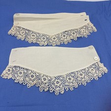 Antique Victorian Edwardian Detachable Lace Cuffs Pair Crochet Lace Dress Trim