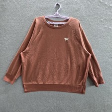 PINK Victoria's Secret Women Sweatshirt L/G Rust Fleece Dog Logo Campus Varsity