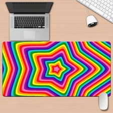 1pc of HD Printed Star Rainbow Design Desk Pad, Multifunctional XXL Mouse Pad,