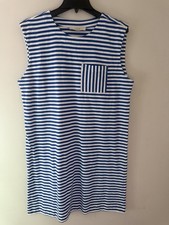 LOFT Blue And White Striped Sleeveless Cotton Midi Dress Size Medium