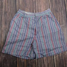 Spinnaker Sport Striped Shorts Womens 26 Grey Vintage High Rise Cuffed Pleated