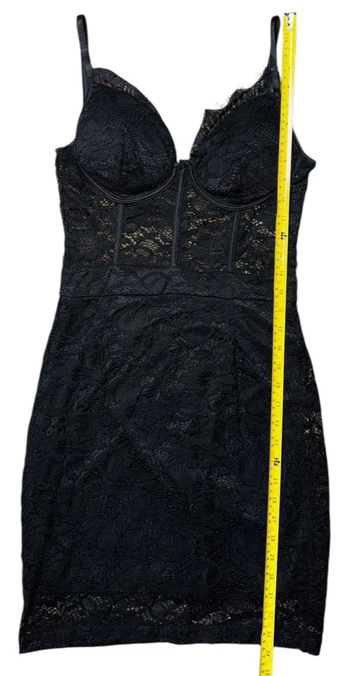 Haute Monde Underwire Spaghetti Strap Lace Black Midi Dress Size M - Image 3 of 4