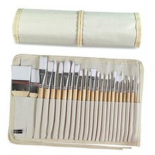 Paint Brushes Set of 24 Pieces Wooden Handles Brushes with Canvas Brush Large