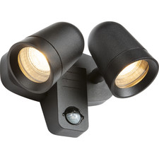 Outdoor Twin Flood Security Spot Wall Light PIR Motion Sensor IP54 GU10 Die Cast