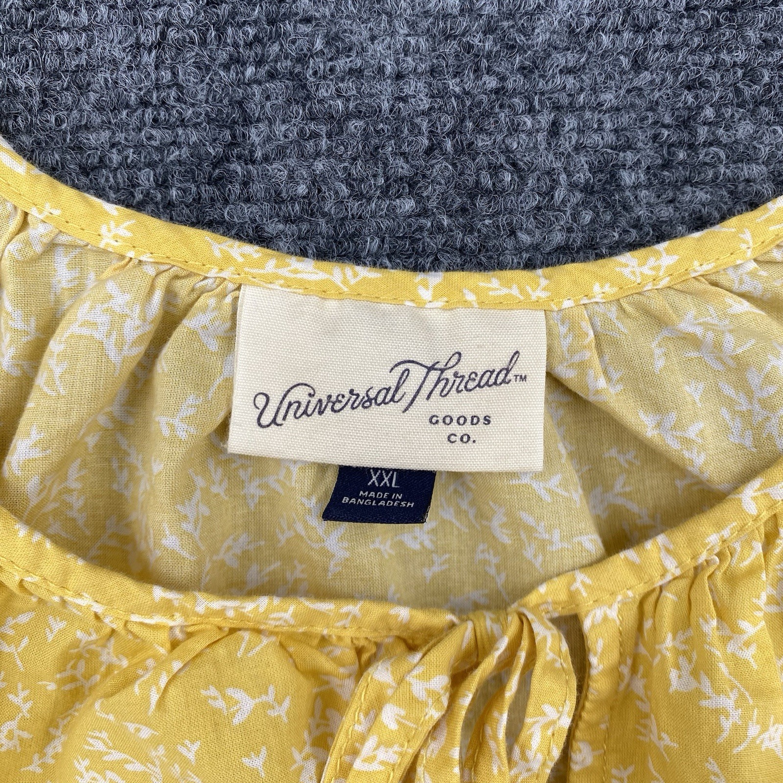 Universal Thread Yellow Micro Floral Peasant Tuni… - image 5