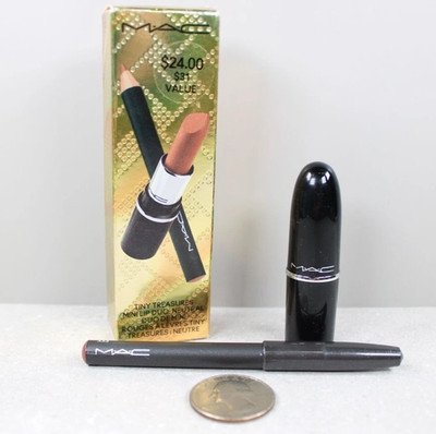 MAC Tiny Treasures Mini Lip Duo Neutral Lipstick & Pencil Set - New In Box