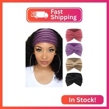 AQOKKA Extra Wide Headbands for Women Large Turban Headband Non Slip Boho Elasti