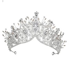 Yolmina Baroque Queen Crown, Sliver Wedding Crown and Tiara for Bride 5 sliver
