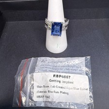 Ring Bomb Party Rbp6667 Lab-created Aqua Blue Spinel Rhodium Plated Sz 9 Ring Bomb Party Rbp6667 Lab-created Aqua Blue Spinel Rhodium Plated Sz 9