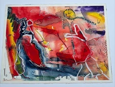 VINTAGE ABSTRACT PAINTING CONTEMPORARY MODERNISM CUBISM SURREALISM LARGE BYERS