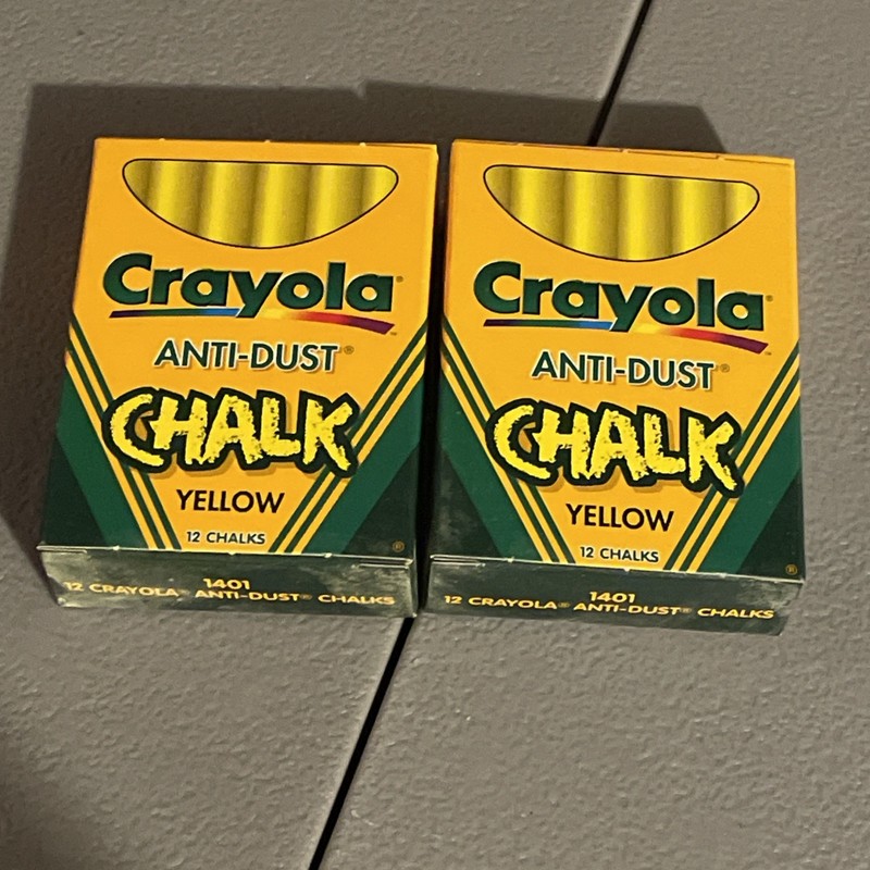 Crayola Anti-Dust Chalk Yellow, 2 Pk, #1401 12 boxes Binney & Smith Vintage 2000