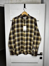 YMC You Must Create Curtis Plaid Check Linen Shirt Brown Multi Men's Large L