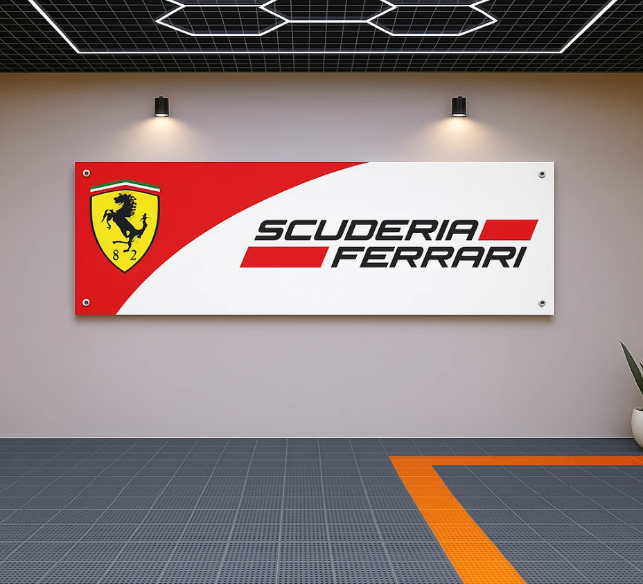Decoration Scuderia Ferrari Flag Banner 71x24 – For Garage or Office Wall