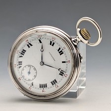 Around 1919 Antique Longines Pocket Watch Pure Silver Open Face Working Well