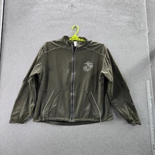 Marines Men Jacket LARGE SHORT Green Nylon Polyester Marine Corps Emblem