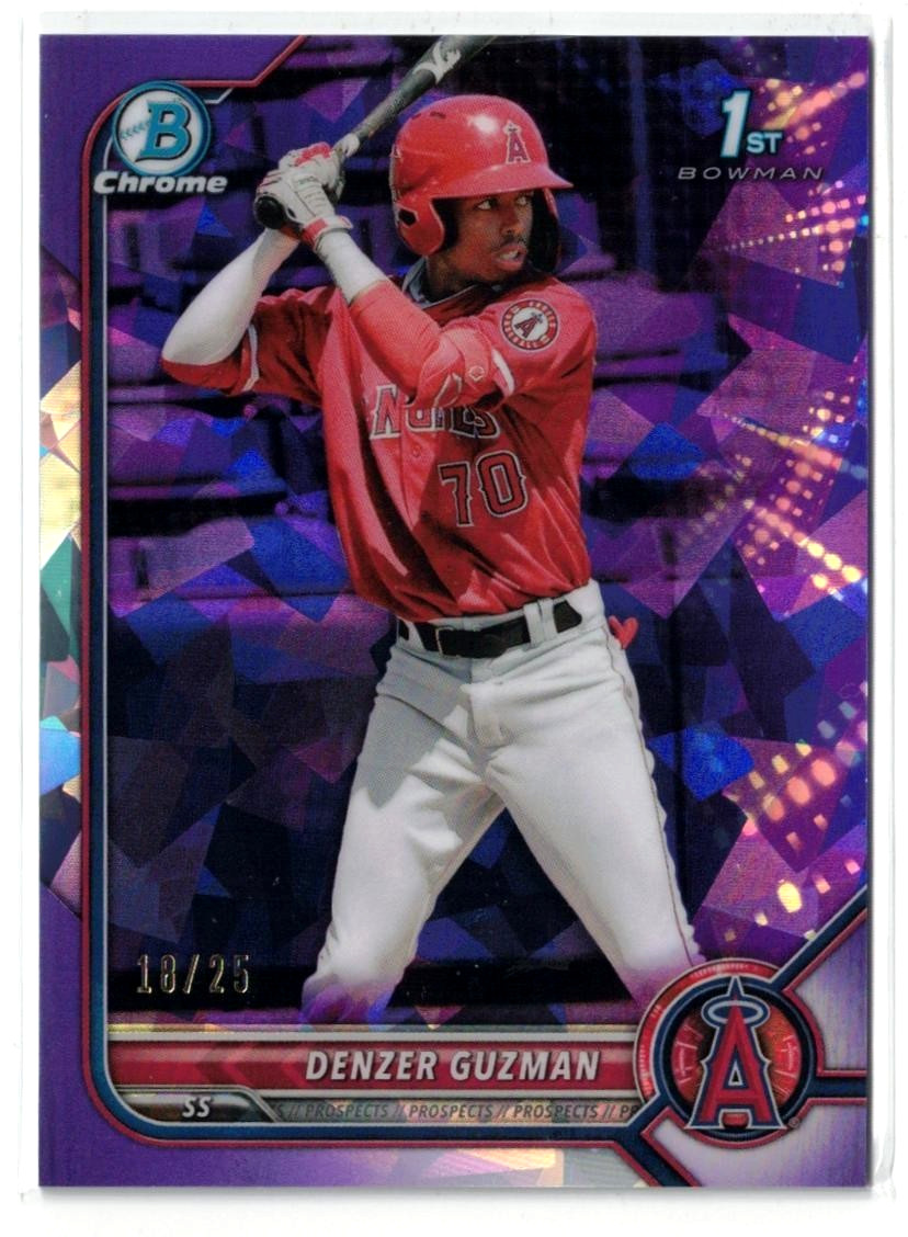 2022 1st Bowman PURPLE Sapphire RC Denzer Guzman #BCP-138! Angels! Rookie! /25