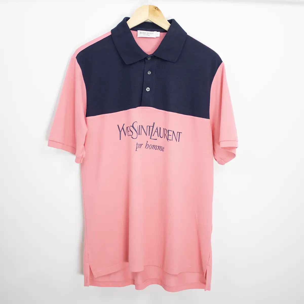 Polo Yves Saint Laurent rosa e blu navy L