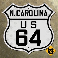 North Carolina US Route 64 highway marker 1926 road sign Outer Banks OBX 16x16