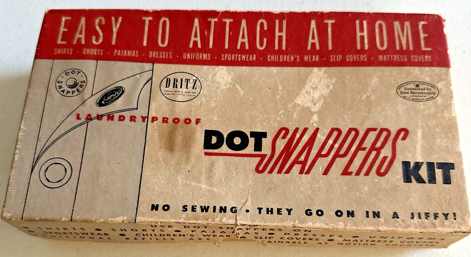 VTG Dritz DOT Snappers Kit Tools Eyelets Punches Fasteners 1950s Sewing Notions