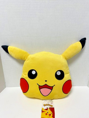 Pokemon Pikachu Face Plush Pillow Cushion Large Yellow Franco NWT Official