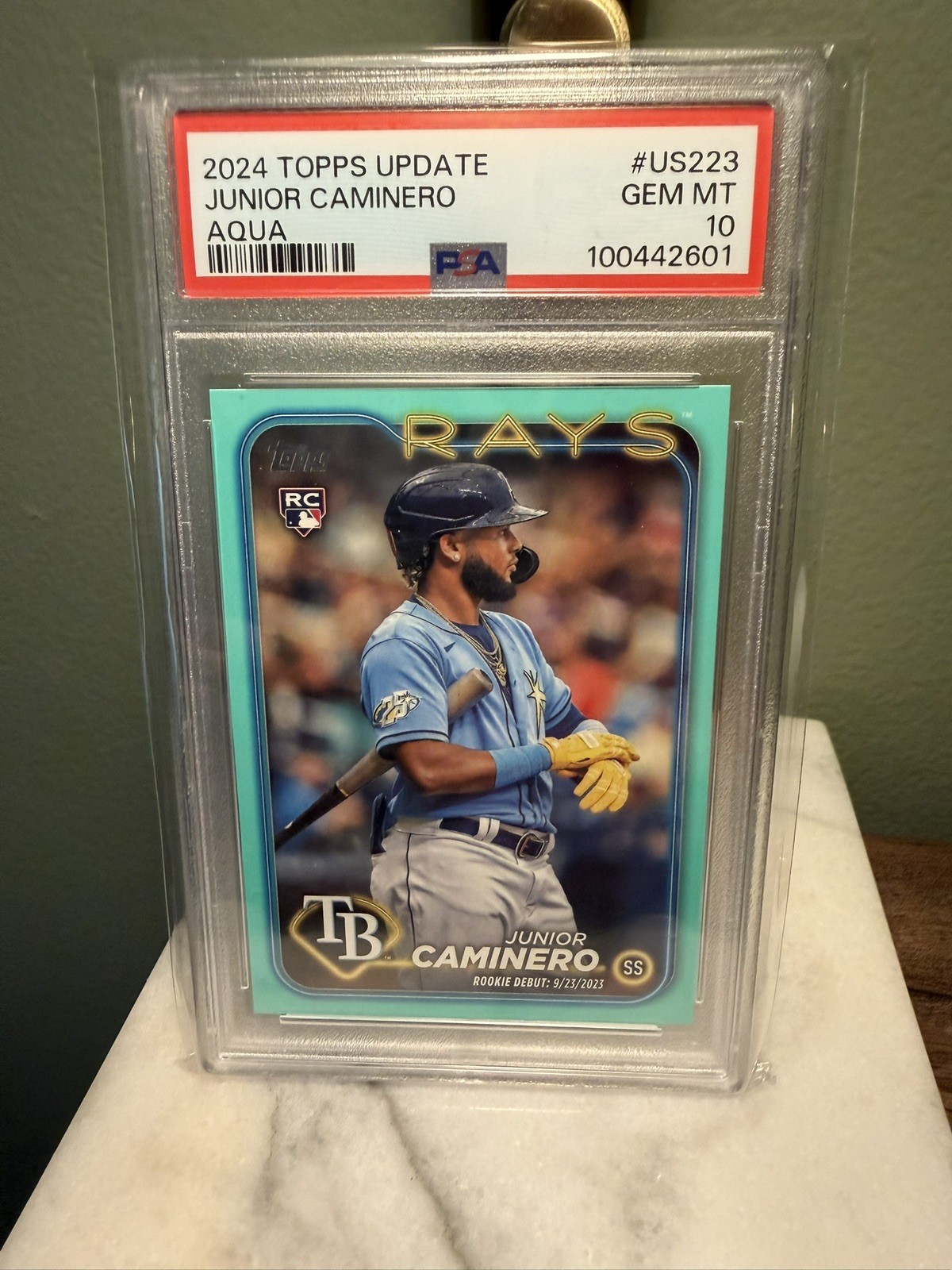 2024 Topps Update Junior Caminero Rookie Debut Aqua PSA 10 Gem Mint RC #US223