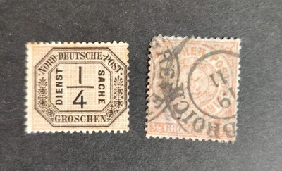 LOT 2 BRIEFMARKEN Deutsche Staaten Nordbund 1/4 Sacche Neu Groschen 1/4 gebraucht