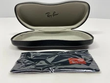 Ray Ban Black Hard Clam Shell Sunglasses Case Diamond Pattern Cleaning Cloth