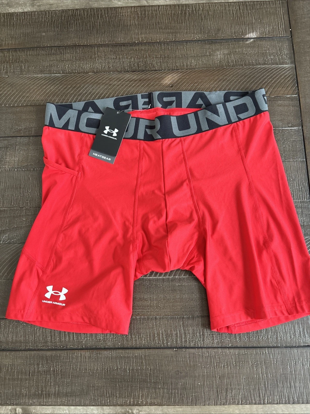 NWT Under Armour Men's Heat Gear Compression Shorts 2XL Red Shorts