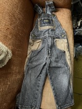 Vtg 1990s OshKosh B  Gosh Overalls Cowboy Patch Sz 2T USA Made Denim Canvas Rare