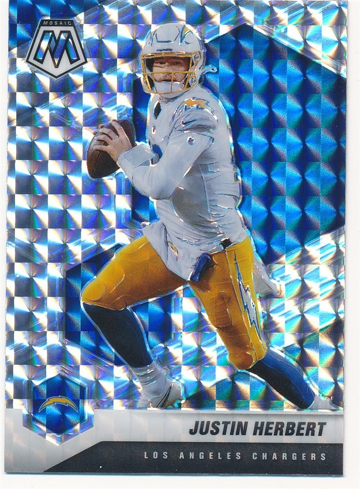 JUSTIN HERBERT 2021 PANINI MOSAIC SILVER MOSAIC PRIZM #111 LOS ANGELES CHARGERS