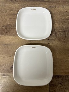 Vintage US Air 1st Class 2Pc Nut /Snack Dish 5 3/4” Square China