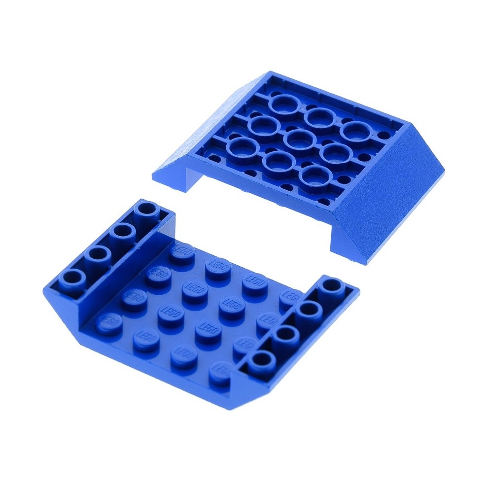 2x Lego Roof Brick 45° 6x4x1 Blue Negative Slope Inverted Hull 4163532 30283