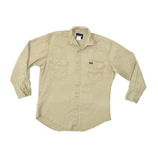 Wrangler Men's Western Snap Button Shirt Regular Size 16x33 Tan Cotton