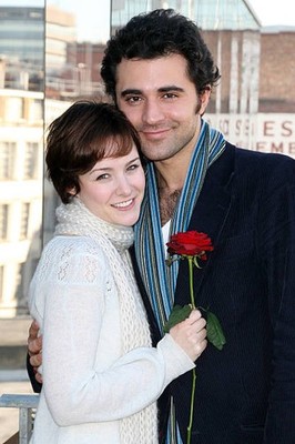 Actors Darius Danesh Jill Paice pose together to celebrate St Vale- Old Photo