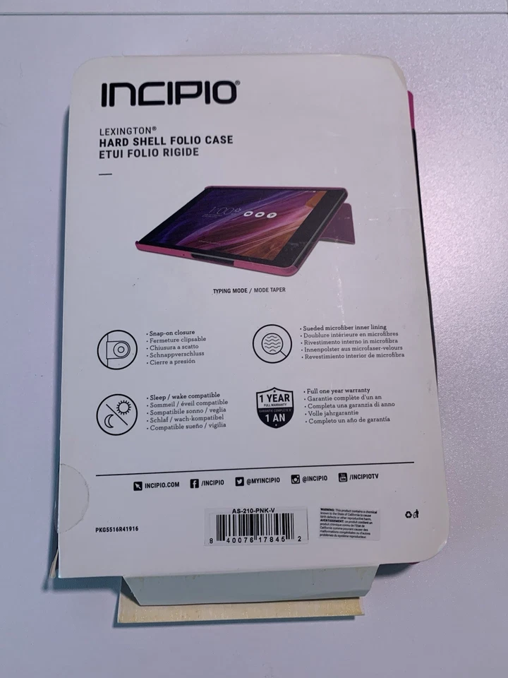ASUS ZenPad Z8 Case – Incipio Lexington Hard Shell Folio Case, Pink - Image 2 of 2