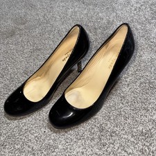 Kate Spade New York Pumps Round Toe Black Patent Leather W/ Striped Heels Sz 6 B