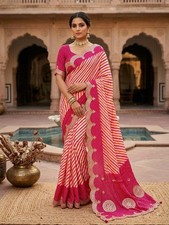 INDIAN SARI PAKISTANI WEDDING SAREE BLOUSE NEW BOLLYWOOD DESIGNER PARTY WEAR