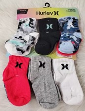 6 PACK HURLEY BABY BOY'S CAMOUFLAGE ANKLE SOCKS, SZ 12-24 MONTHS