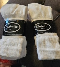   6 Pair Diabetic White Crew Socks MADE IN THE USA 10-13  