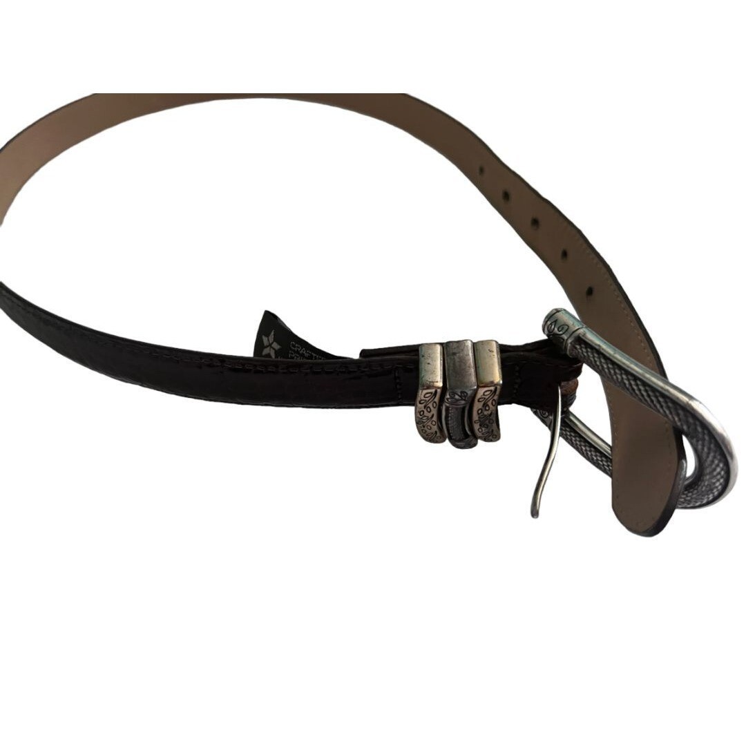 Medium Brighton Classic Brown Croc Leather Mixed Metal Belt Women\'s Medium Brighton Classic Brown Croc Leather Mixed Metal Belt  main image 2