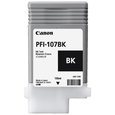 Cartouche Noire PFI-107BK Compatible Canon - Pour Imprimantes IPF 670, 680, 685, 7...