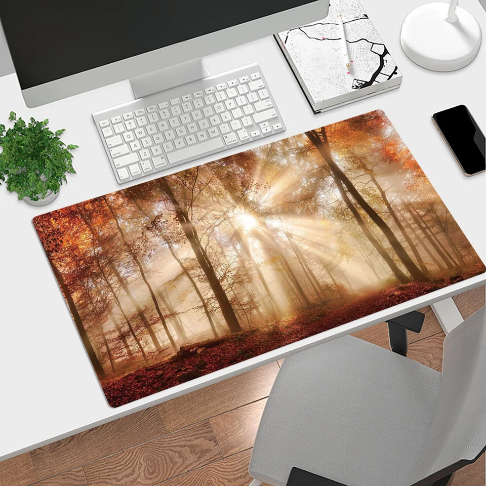 Orange Fall Mouse Pad Nature Forest Desk Mat for Keyboard and Mouse Desk Pad - Image 3 of 4