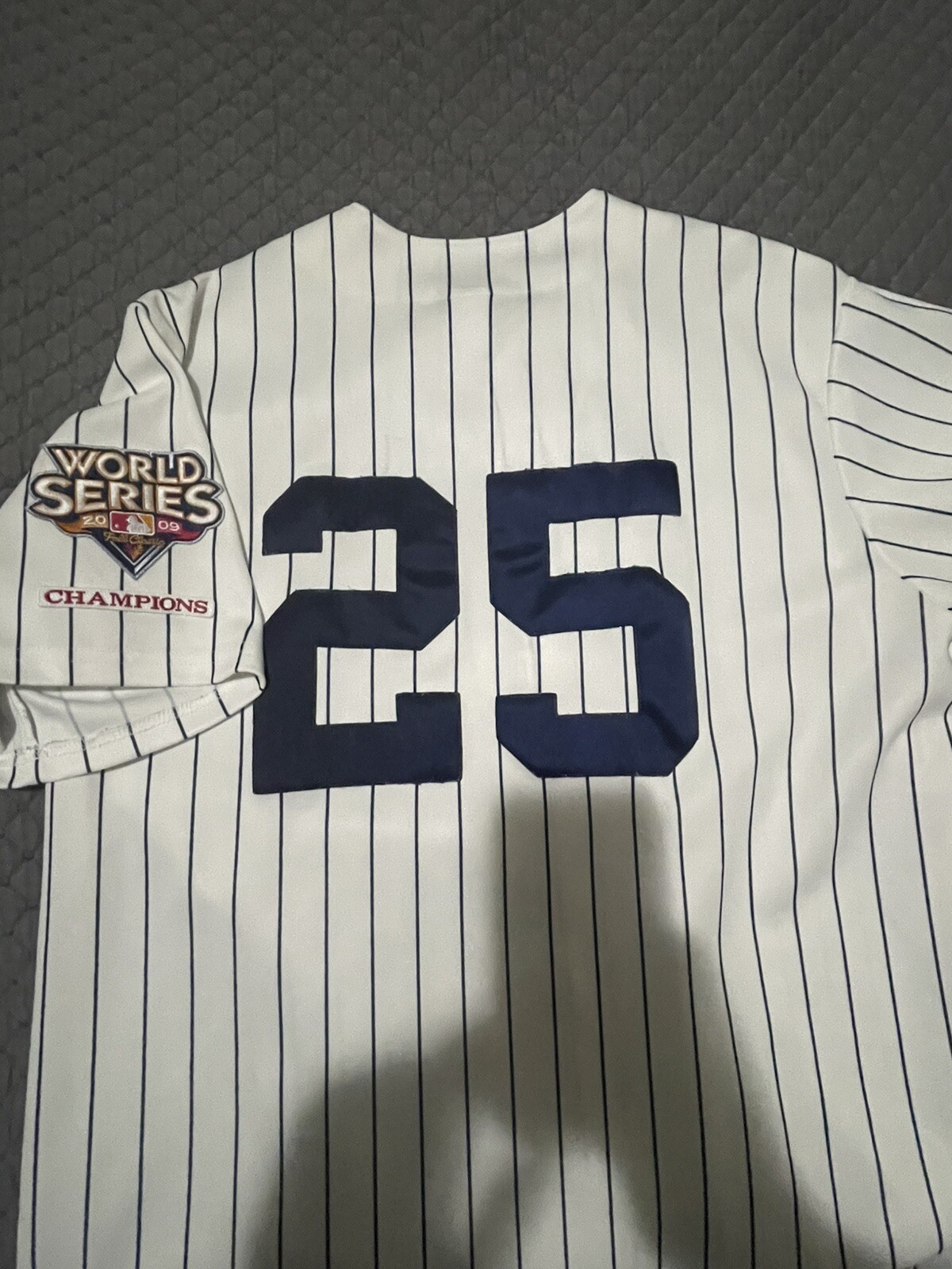 LG 2009 Yankees World Series Champions Mark Teixeira # 25 Majestic  Home Jersey