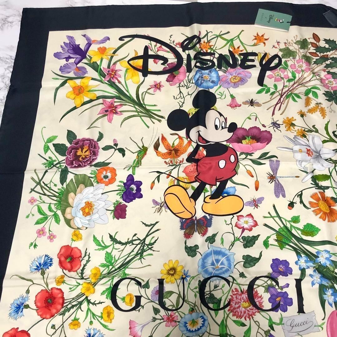 Gucci x Disney Collaboration Mickey mouse designed scarf 90x90cm