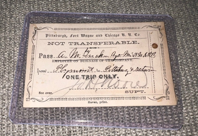 *1850s Pittsburgh Fort Wayne & Chicago Pass Railroad Railway- Extremely Rare